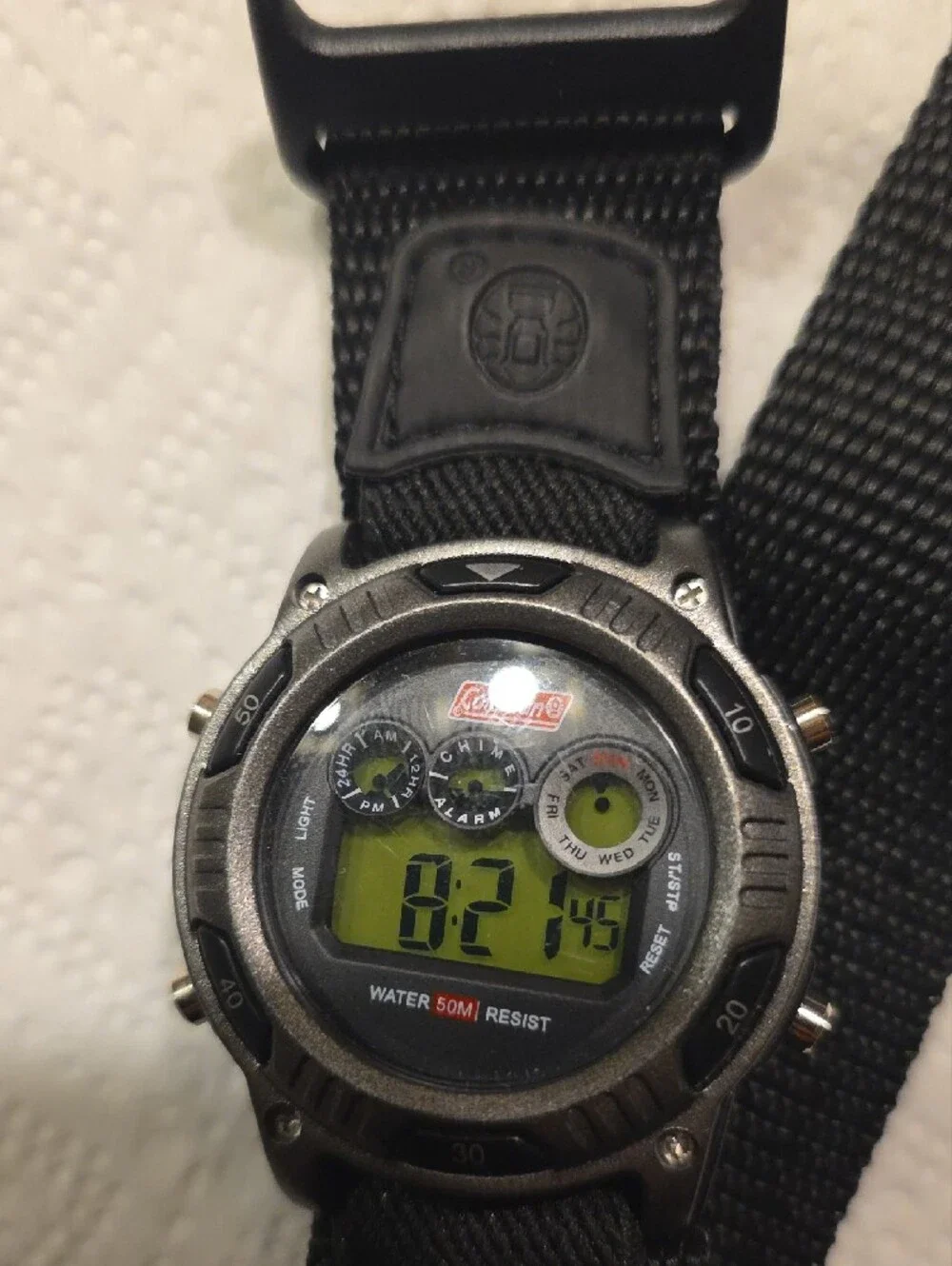 Coleman Black Digital Outdoor Stopwatch Watch with Green LCD